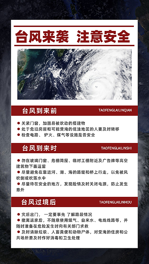 台风降雨暴雨应对措施科普手机海报