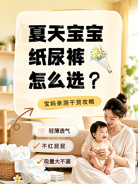 夏季母婴小红书封面 母婴纸尿裤 宝宝纸尿裤实测 干货攻略实测