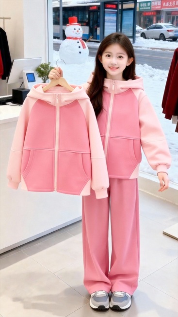 把图1的衣服和裤子给图的2的人物穿上，保留原场景光影，保持图2的人物五官和发型不变，图片宽高尺寸不变，背景不变，人物姿势不变，保持图1的衣服的款式和颜色不变预览效果