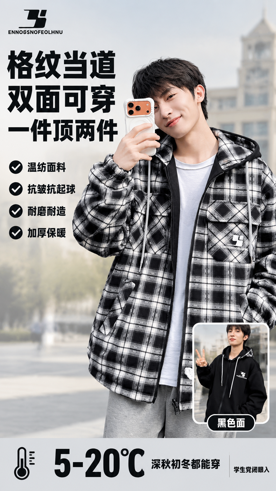 [单张主图] 双面穿连帽外套 抖音电商爆款促销感主图 9:16… - 图片创意预览