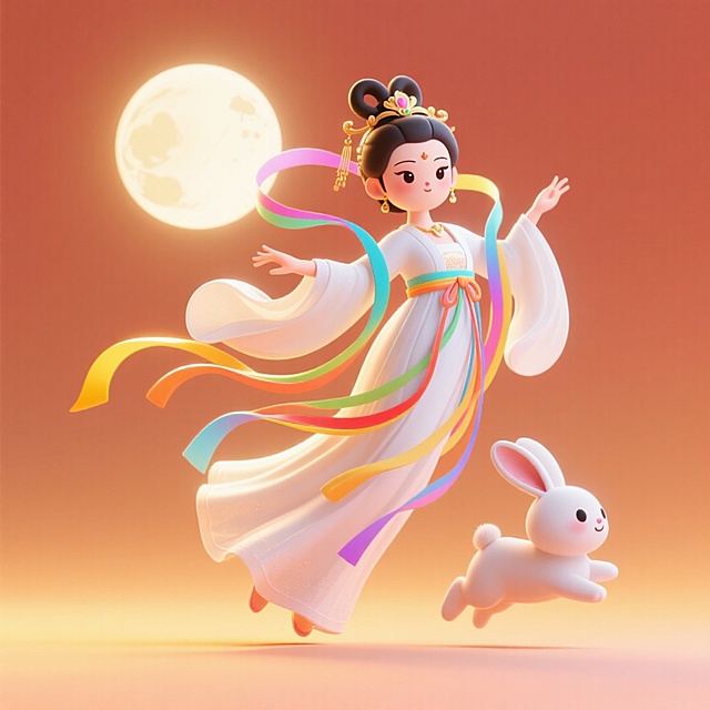 嫦娥起舞月兔随 | 3D人物电商素材