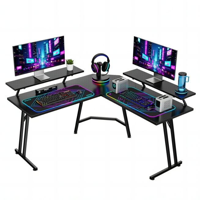 不改变桌子，更换桌面摆件，将电脑显示器壁纸更换为电竞风格壁纸预览效果