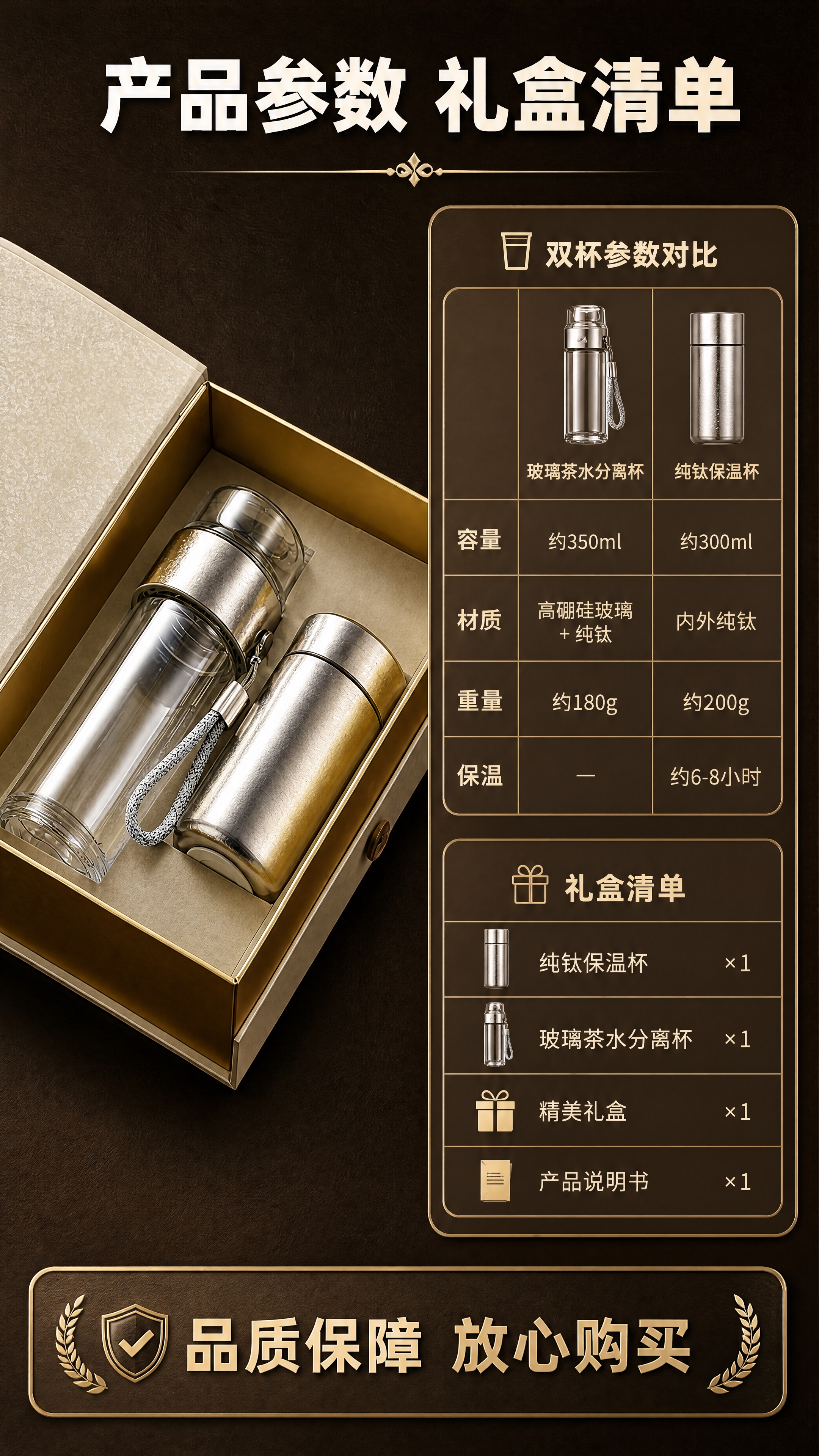 [商品] 使用【图1】纯钛保温杯礼盒套装（含礼盒与双杯）；保留… - 图片创意预览
