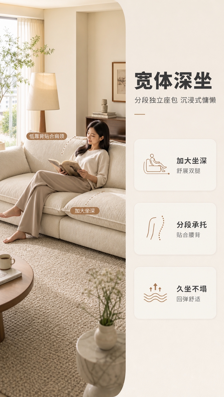 [商品] 使用【图1】S2523 格兰朵沙发，米白色意式方块款… - 图片创意预览