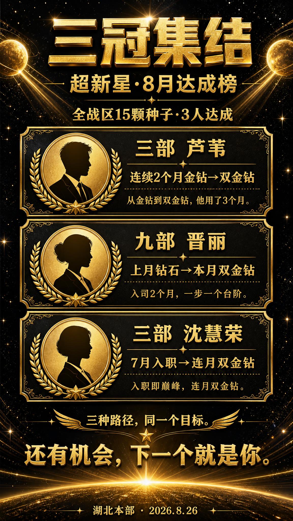 黑金星空风格竖版荣誉海报，深邃星空背景，金色光效粒子点缀，两侧… - 图片创意预览