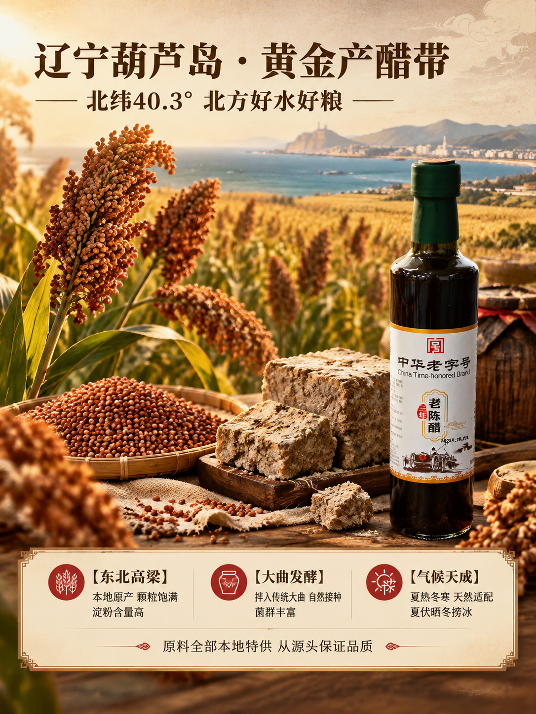 [商品] 使用【图2】锦港三年老陈醋玻璃瓶置于页面右下侧；保留… - 图片创意预览