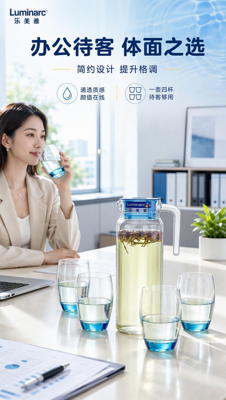 [商品] 使用【图1】乐美雅玻璃冷水壶套装，保留玻璃材质、蓝色… - 图片创意预览