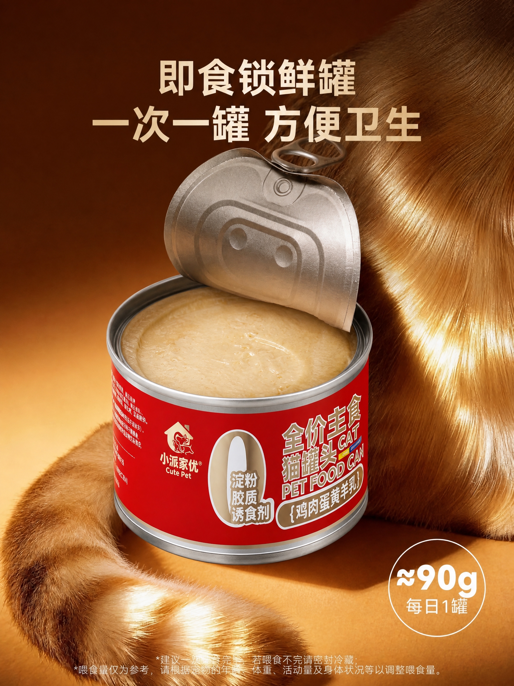 将图中的白色猫罐头替换为图2中的红色小派家优全价主食猫罐头（鸡… - 图片创意预览