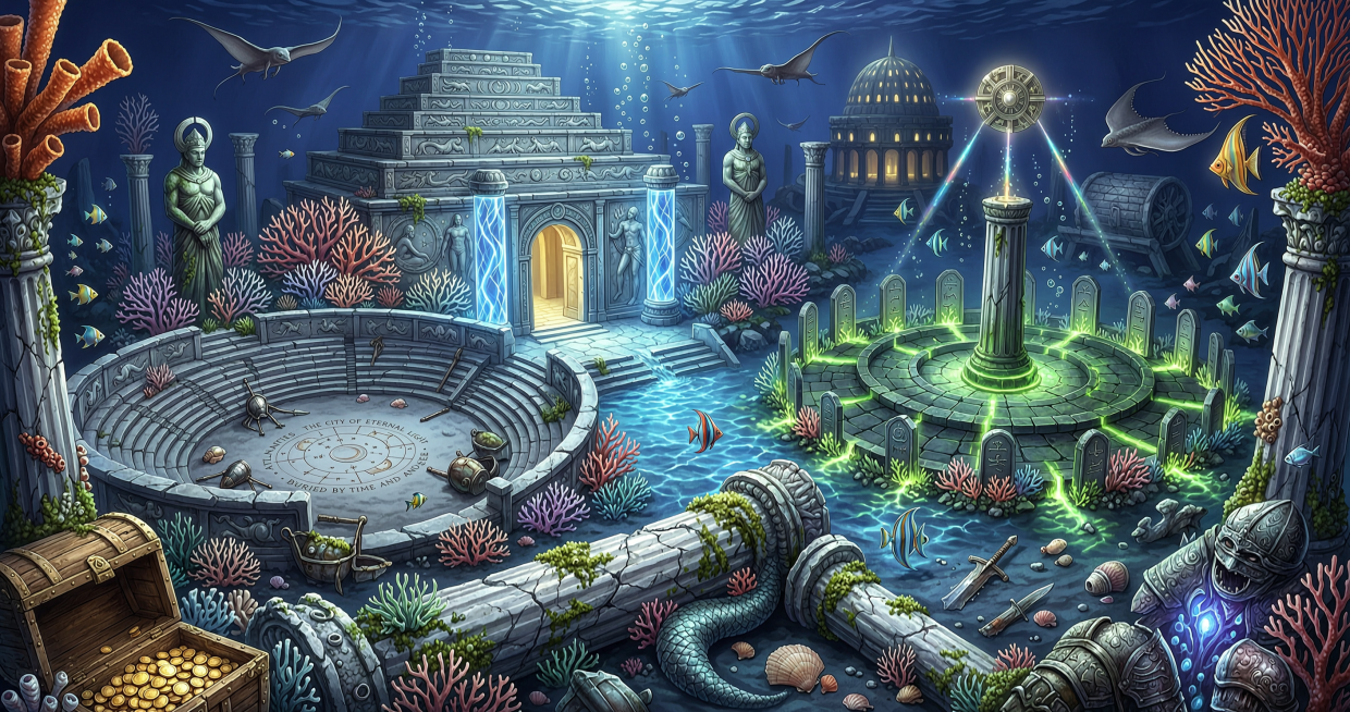 神秘失落的亚特兰蒂斯海底古城，梦幻海洋遗迹预览效果