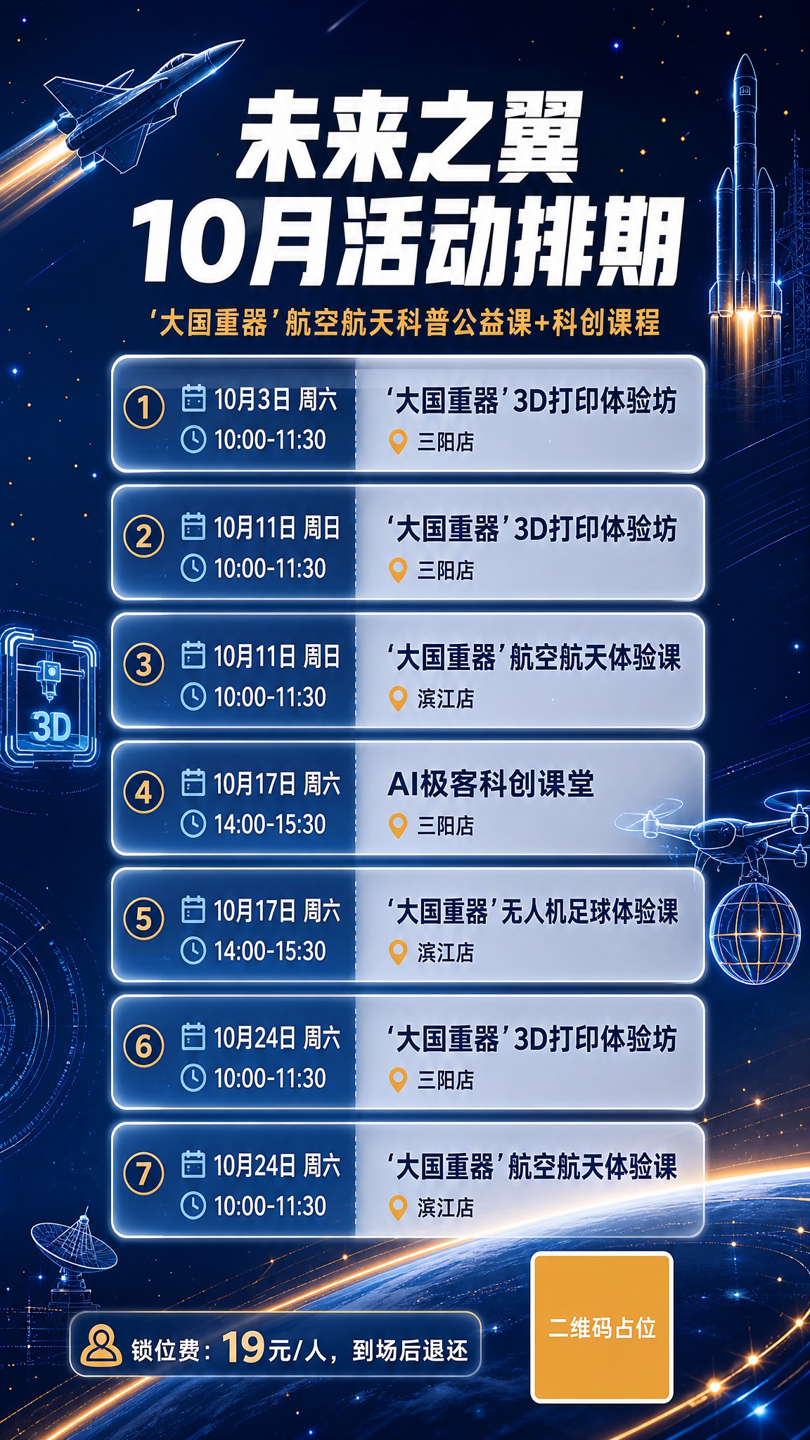 一张竖版9:16的航空航天科创活动海报，深蓝科技风格，深海蓝渐… - 图片创意预览