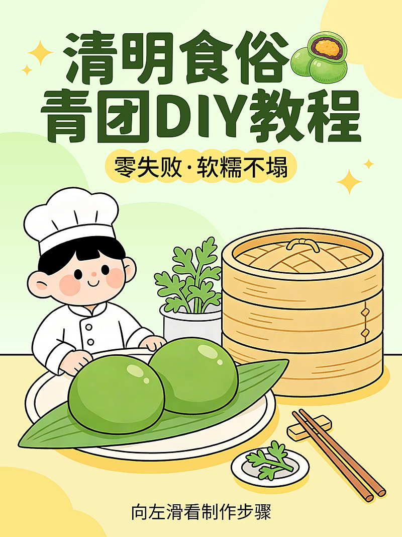 清明食俗青团DIY教程小红书封面