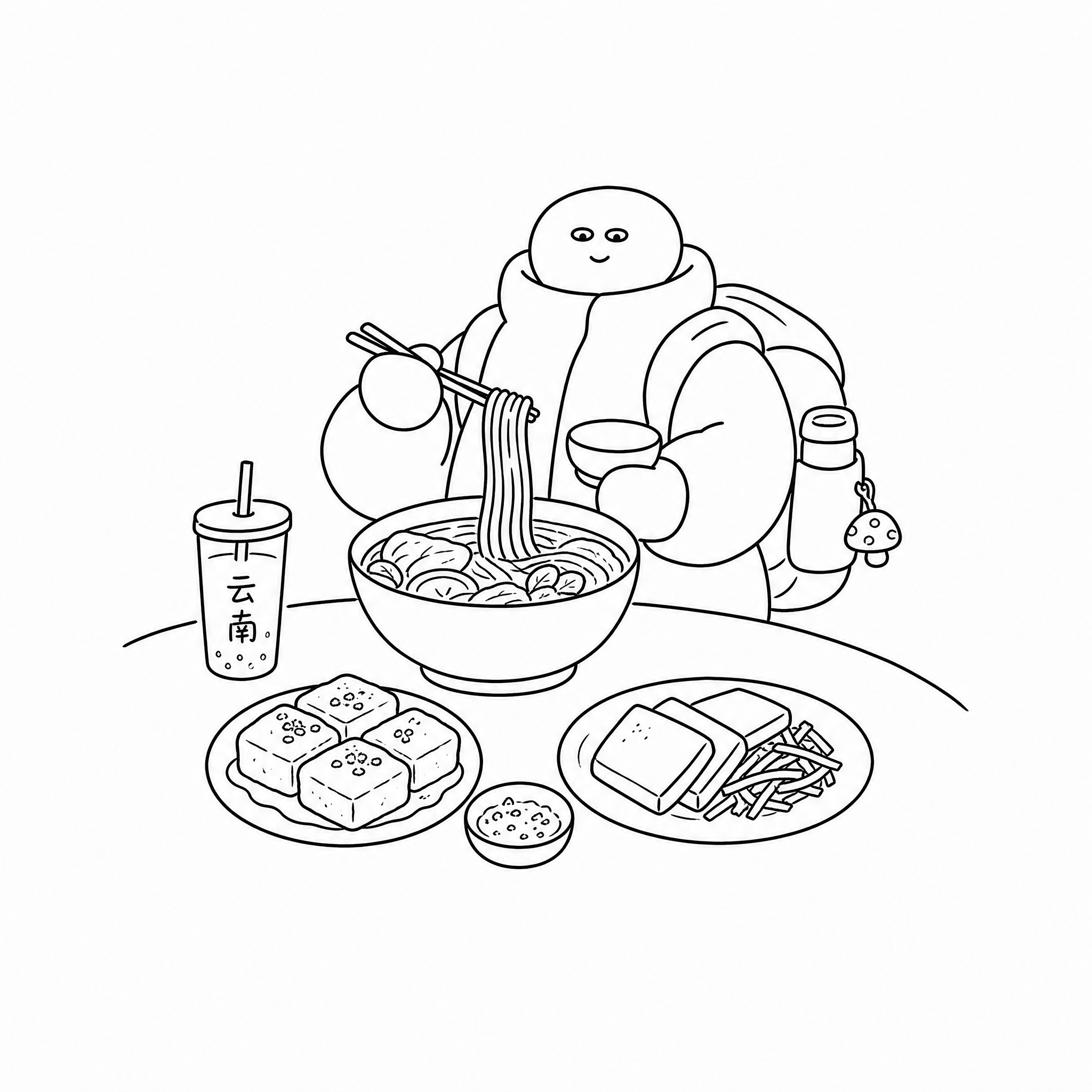 极简黑白线条简笔画风格，与参考图风格完全一致，圆润可爱的小人形… - 图片创意预览