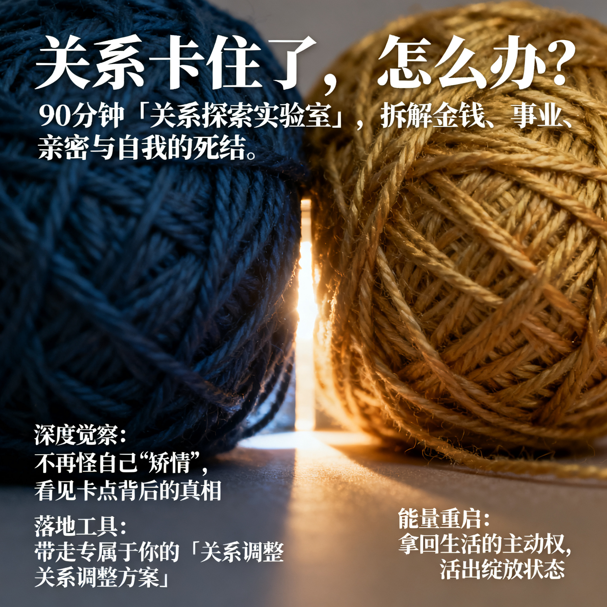 方形活动海报，主标题文字"关系卡住了，怎么办？"，副标题文字"… - 图片创意预览