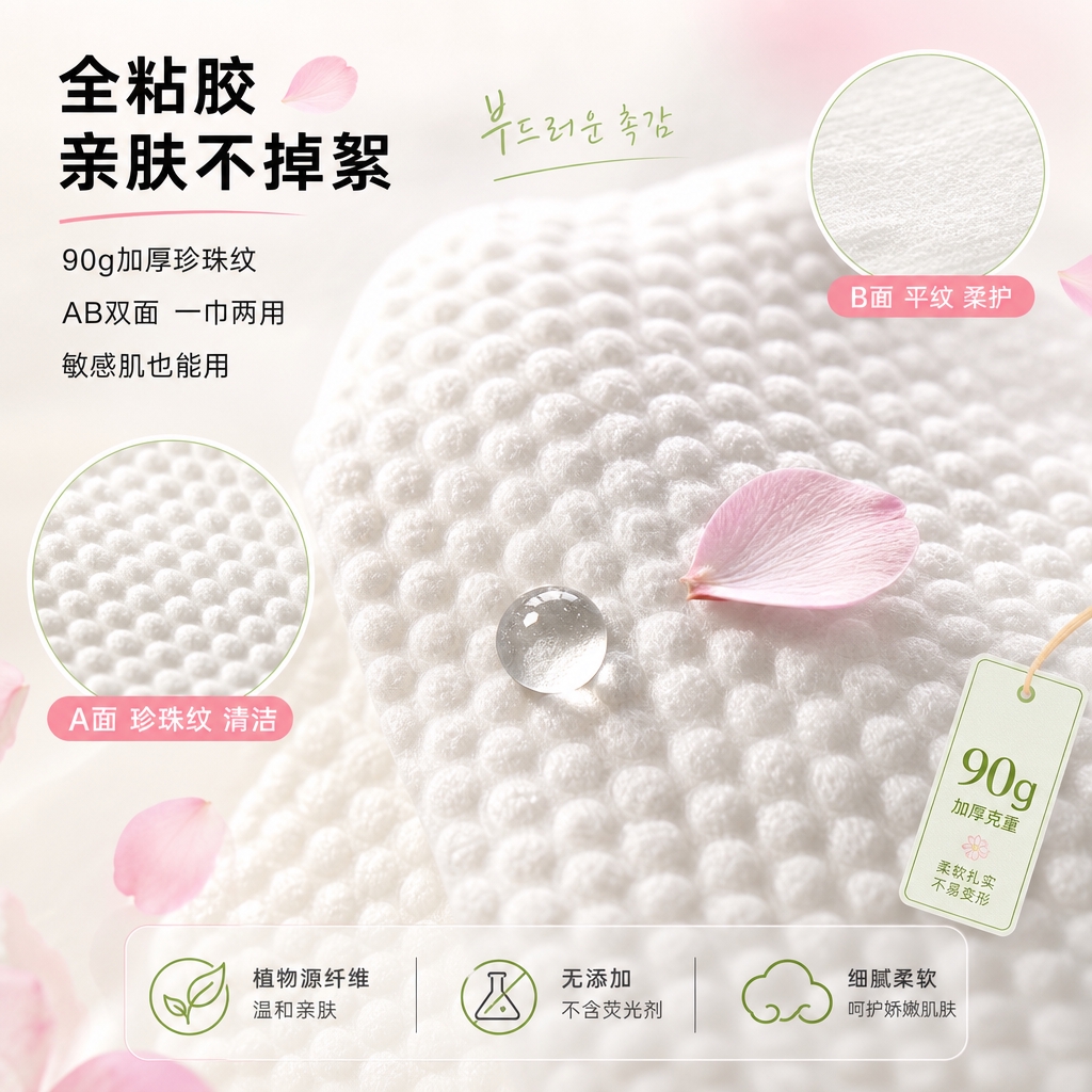 [主图-3] 咩咩羊悬挂式洗脸柔巾材质细节图，核心任务是展示9… - 图片创意预览