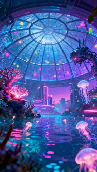 帮我生成20张手游壁纸，整体以蓝紫粉为主色调，呈现华丽梦幻、科幻元素的二次元游戏美术宣传风格。预览效果