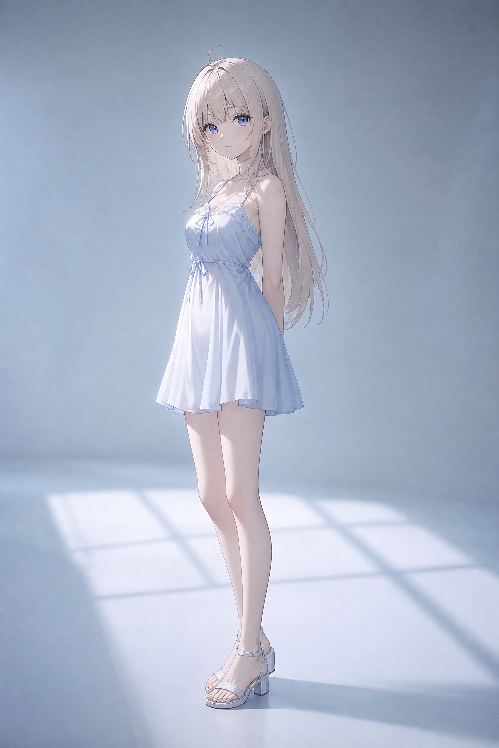 日本现代动漫风格，柔美少女，身高155cm，米黄色长发自然垂至… - 图片创意预览