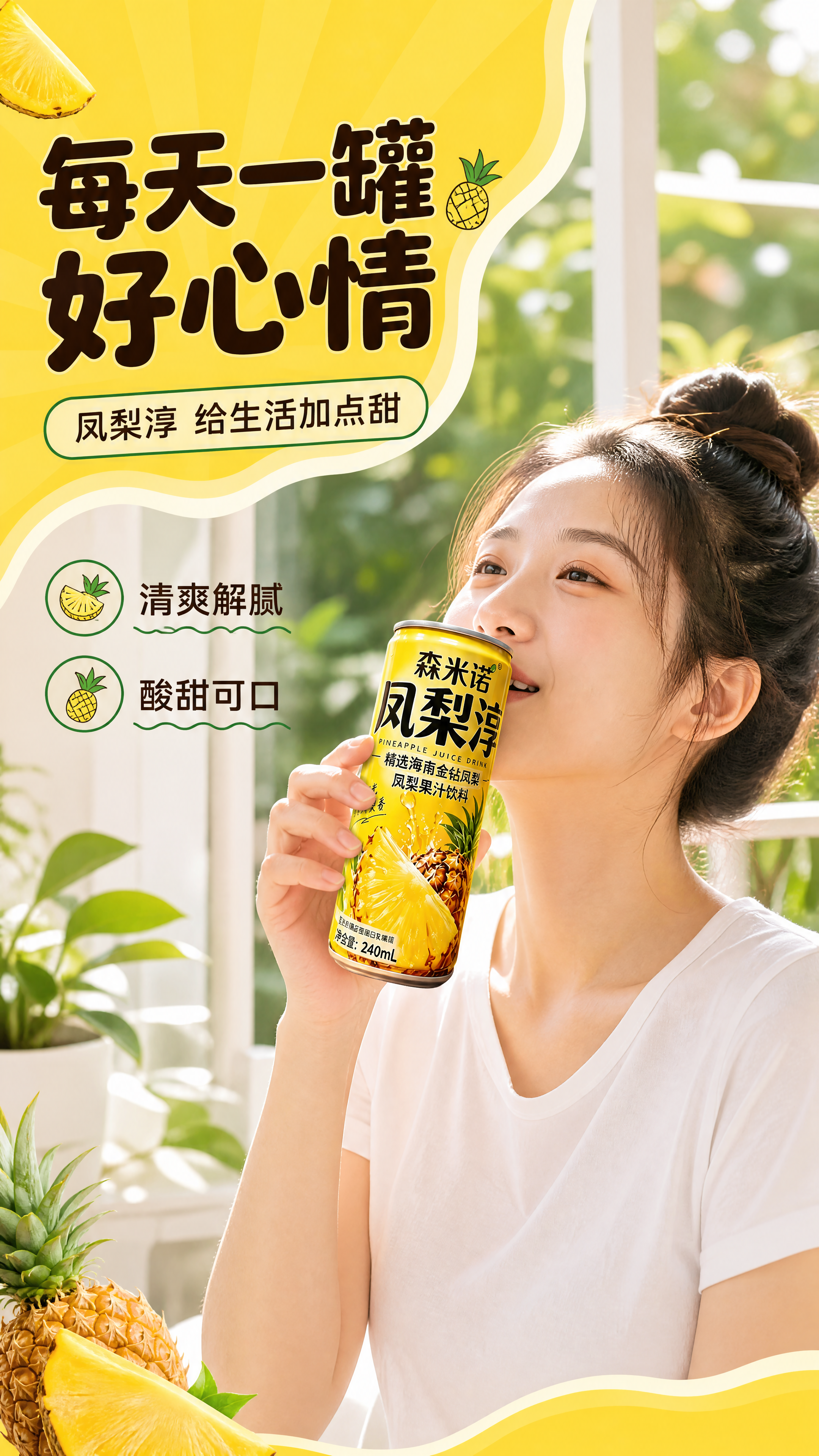 [商品] 使用【图1】森米诺凤梨淳细长易拉罐；保留罐体细长比例… - 图片创意预览