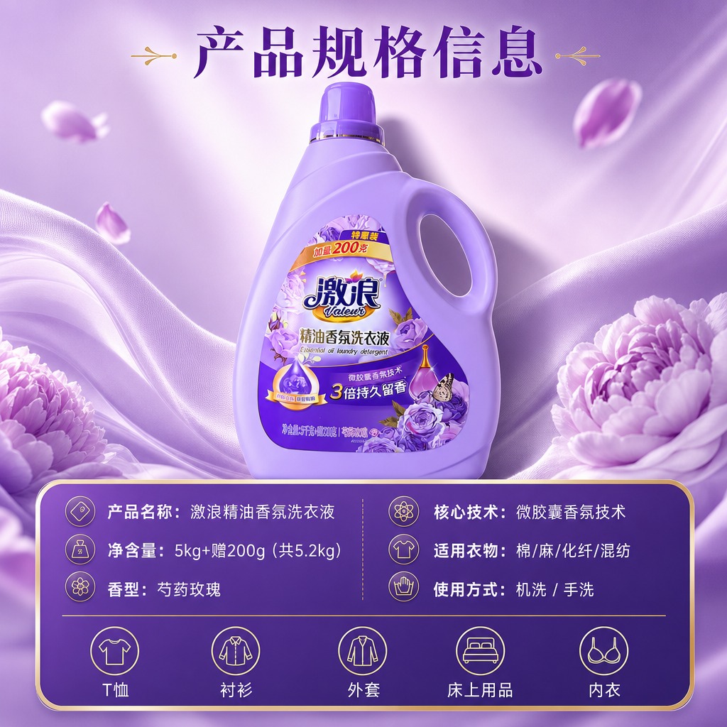 [商品] 使用【图1】激浪精油香氛洗衣液5.2kg特惠装；保留… - 图片创意预览