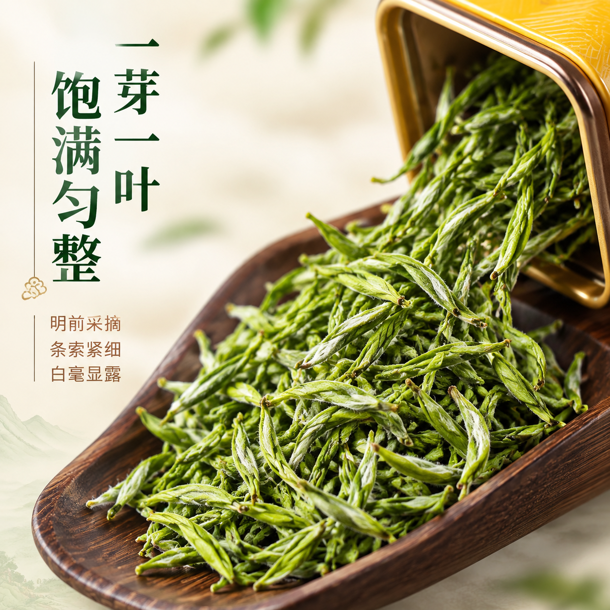 [主图-3] 细节微距 嫩芽品质 一芽一叶 饱满匀整。[统一基… - 图片创意预览