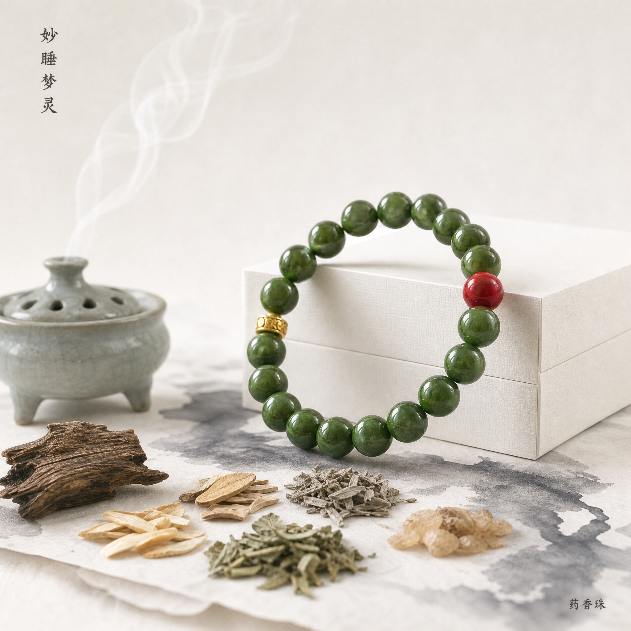 [主图-1] 首图氛围展示，妙睡梦灵药香珠手串整体呈现，突出产… - 图片创意预览