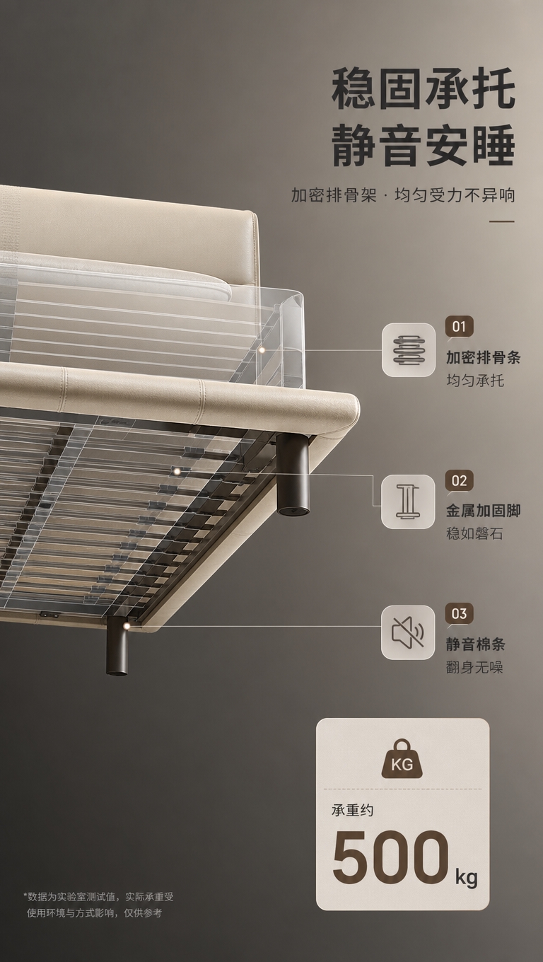 [商品] 使用【图1】米杏色齐边真皮床；保留床的外观、颜色、材… - 图片创意预览