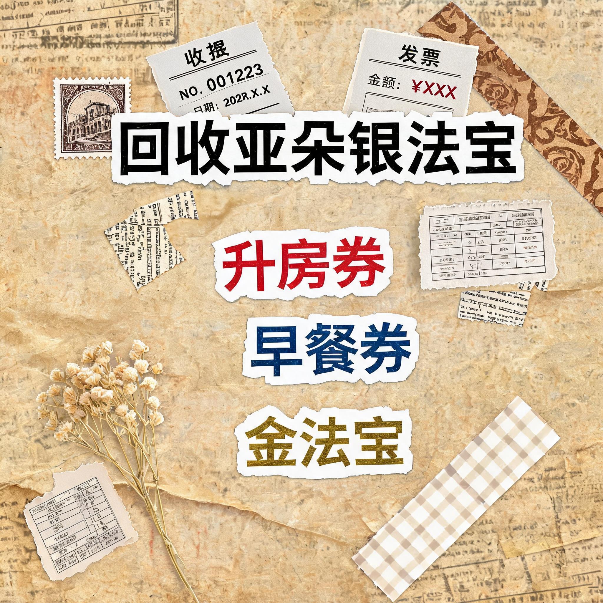 小红书大字封面，复古手账拼贴风格，参考图风格，主题文字为"回收… - 图片创意预览