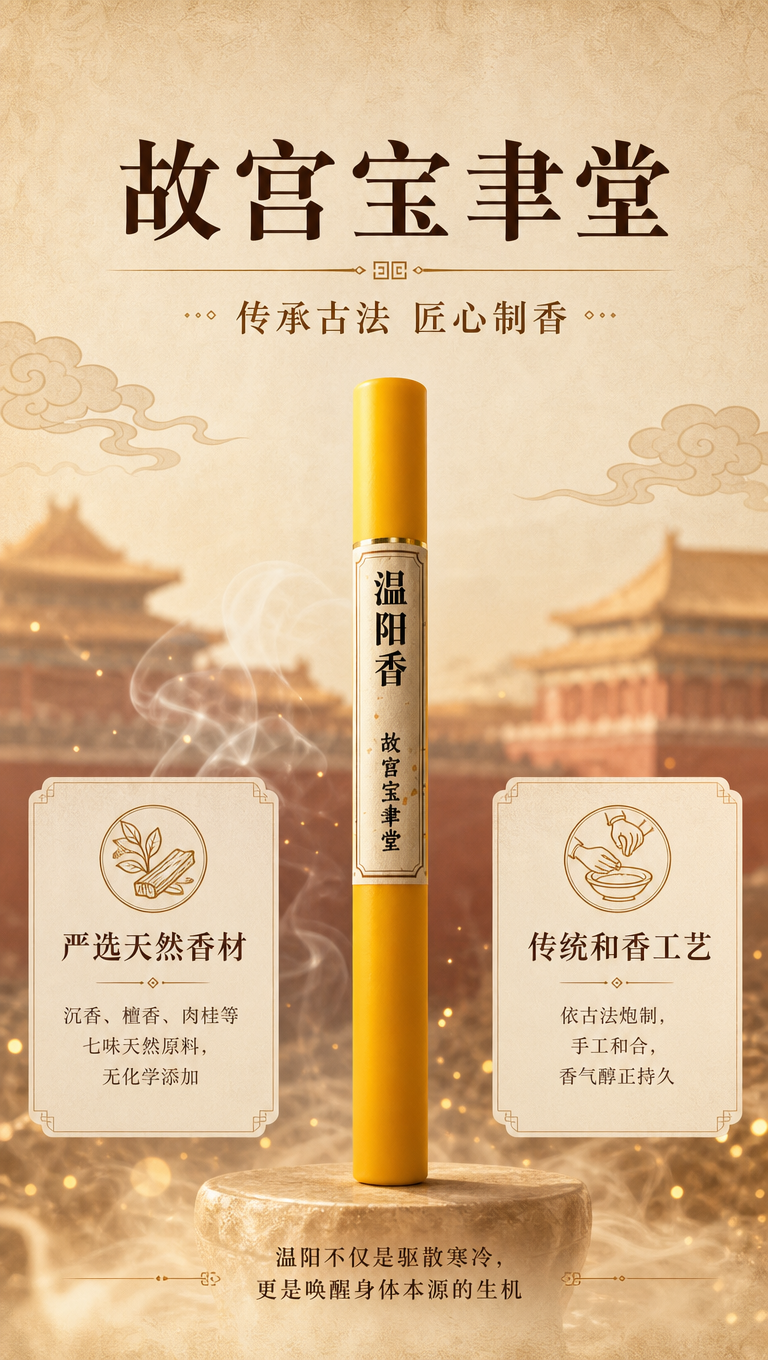 [商品] 使用【图1】黄色香管温阳香作为视觉中心；保留香管明黄… - 图片创意预览