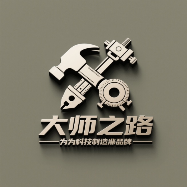 科技制造业品牌logo，大师作品，国际化风格，精致排版，简约高级，纯色背景，品牌名“大师之路”，结合工匠锤与精密仪器图形，字体与图形结合，制造业风格，沉稳厚重的感觉预览效果