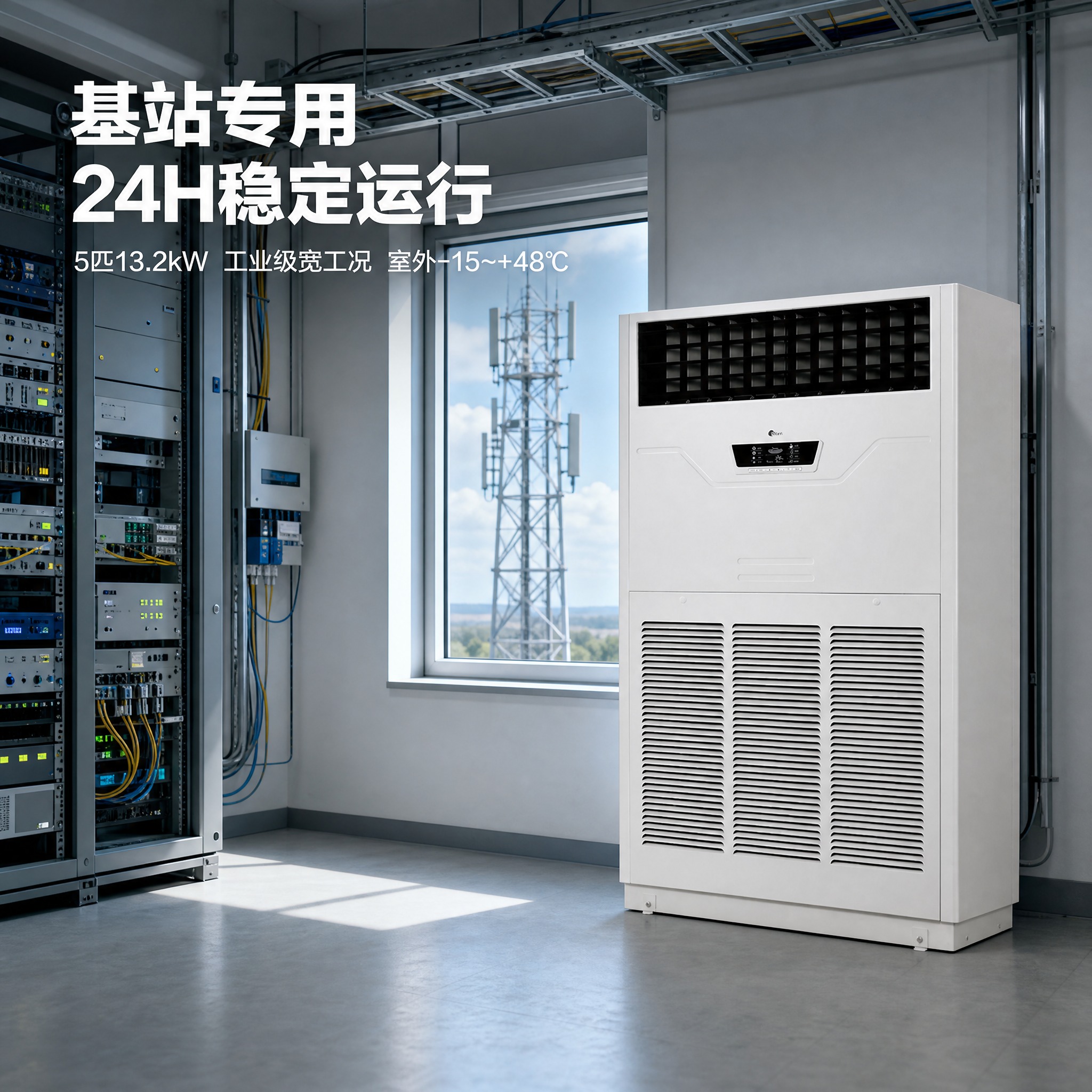 [主图-4] 主题：真实使用场景——通信基站机房场景，展示白色… - 图片创意预览