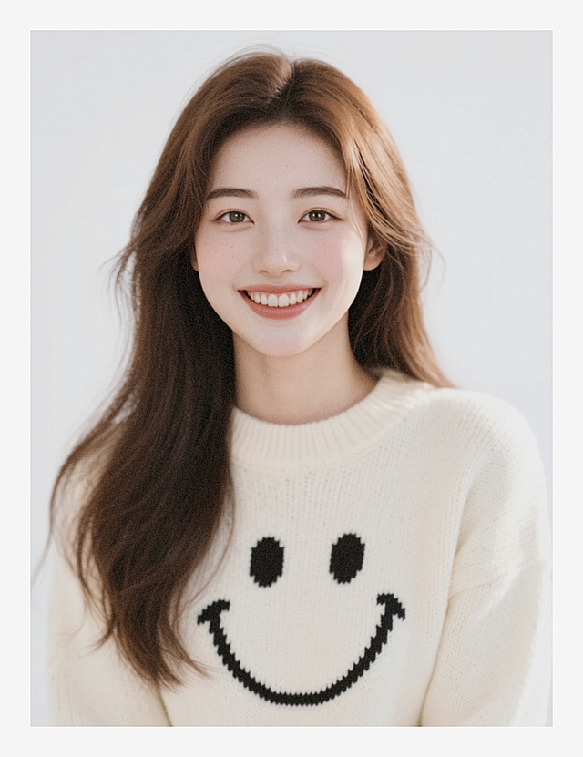 一个女生，白色背景