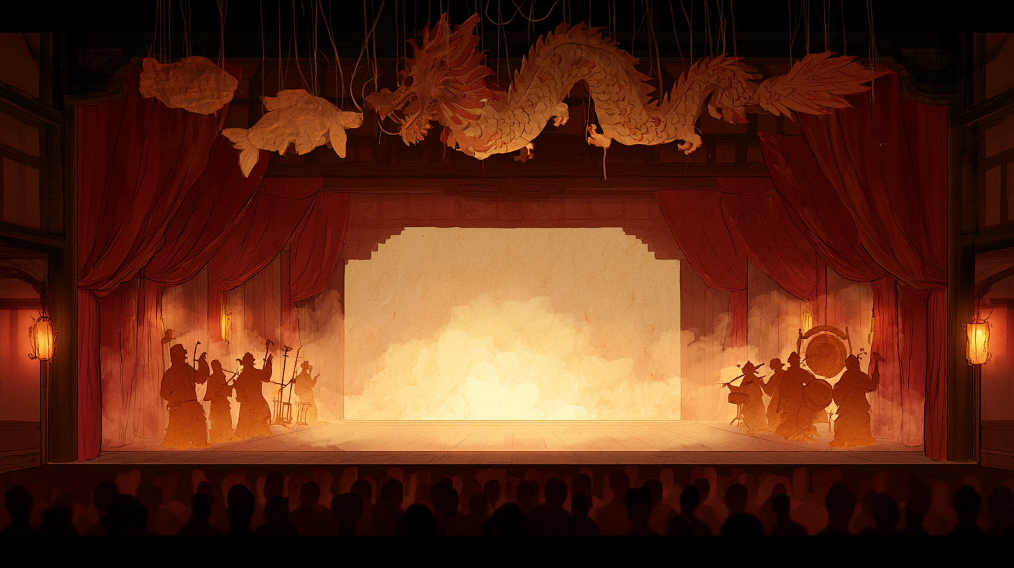 Ancient Chinese opera stage at… - 图片创意预览
