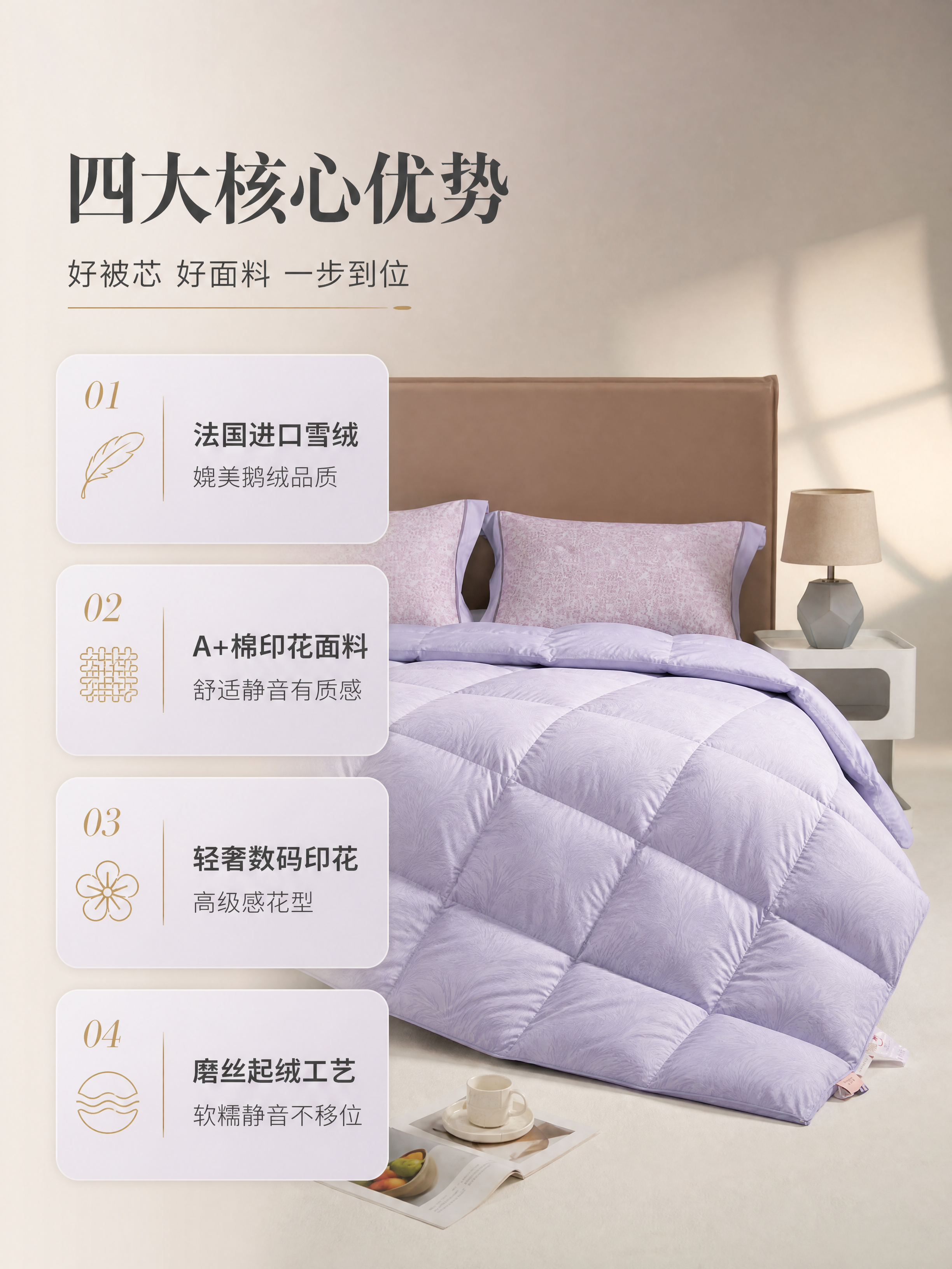 [商品] 使用【图4】香芋紫款法国进口雪绒被；保留被子的方格绗… - 图片创意预览
