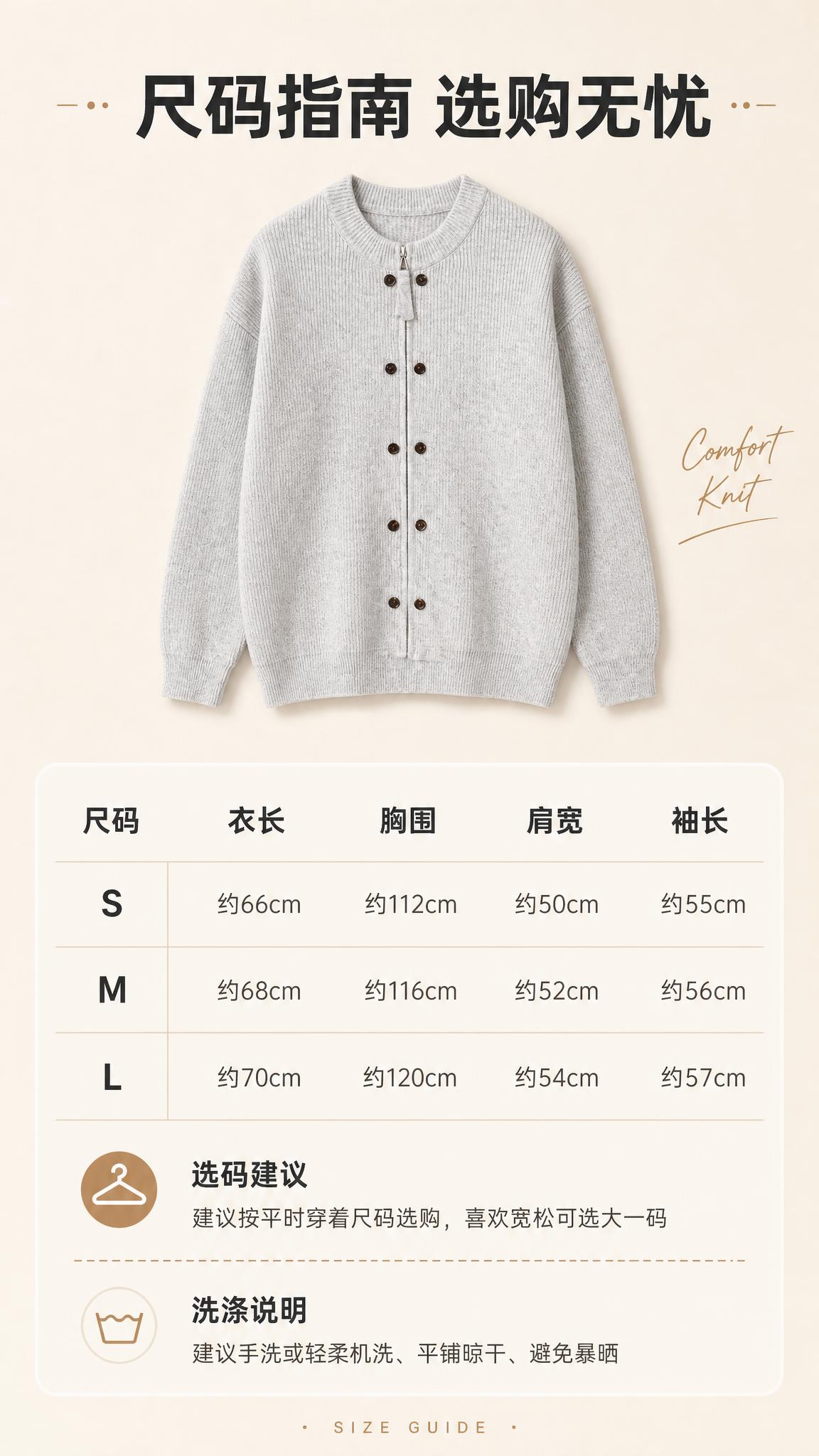 [商品] 使用【图1】浅花灰色双排扣半拉链针织开衫；商品处理：… - 图片创意预览