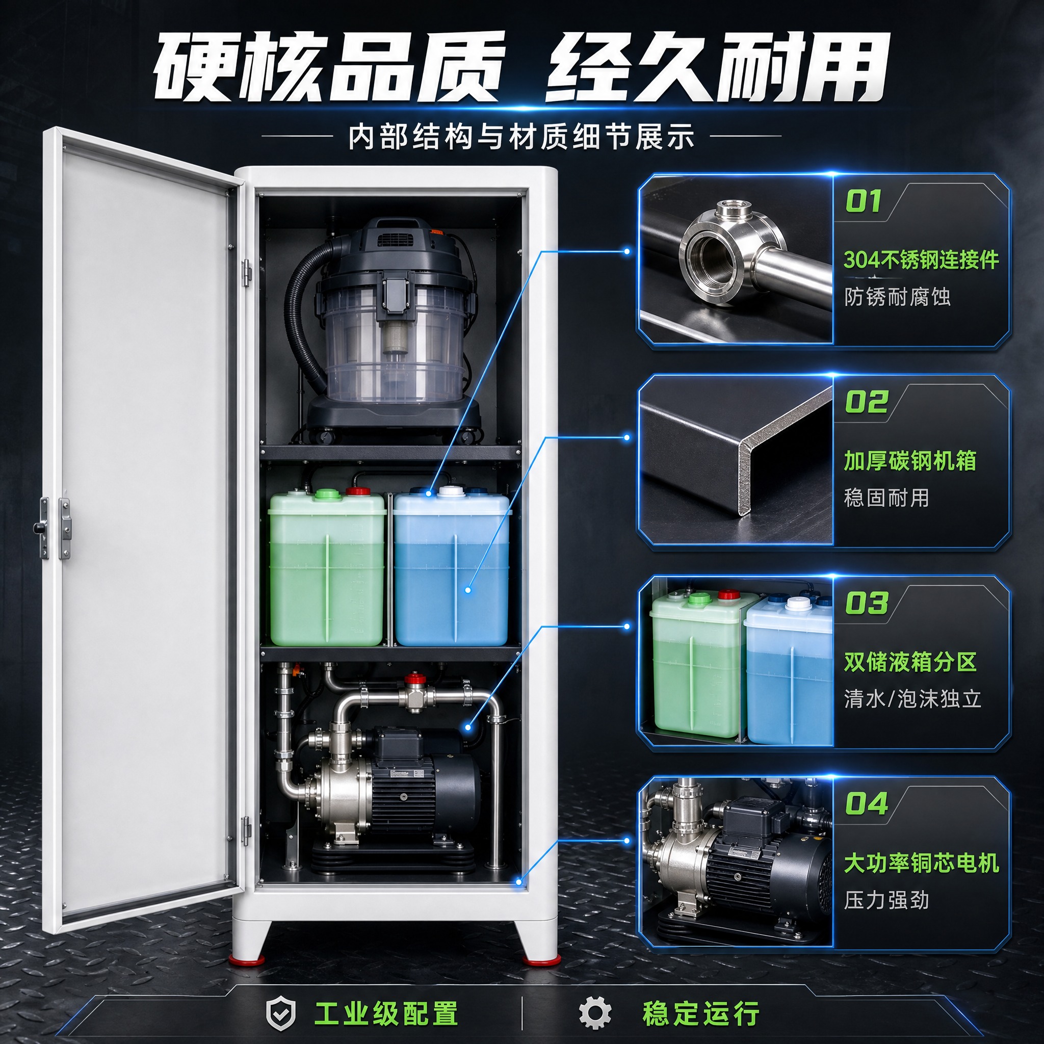 [主图-3] 自助洗车机 内部结构与材质细节 展示双储液箱 3… - 图片创意预览