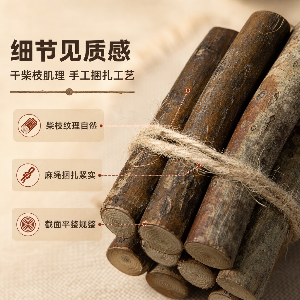 [商品] 使用【图3】喜庆小捆柴摆件（细节特写款）；保留干柴枝… - 图片创意预览