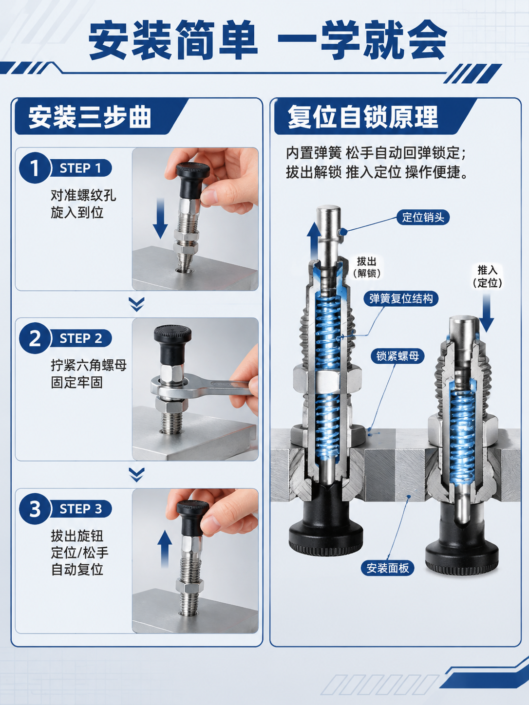 [商品] 使用【图1】不锈钢款复位型分度销；保留完整结构与银色… - 图片创意预览