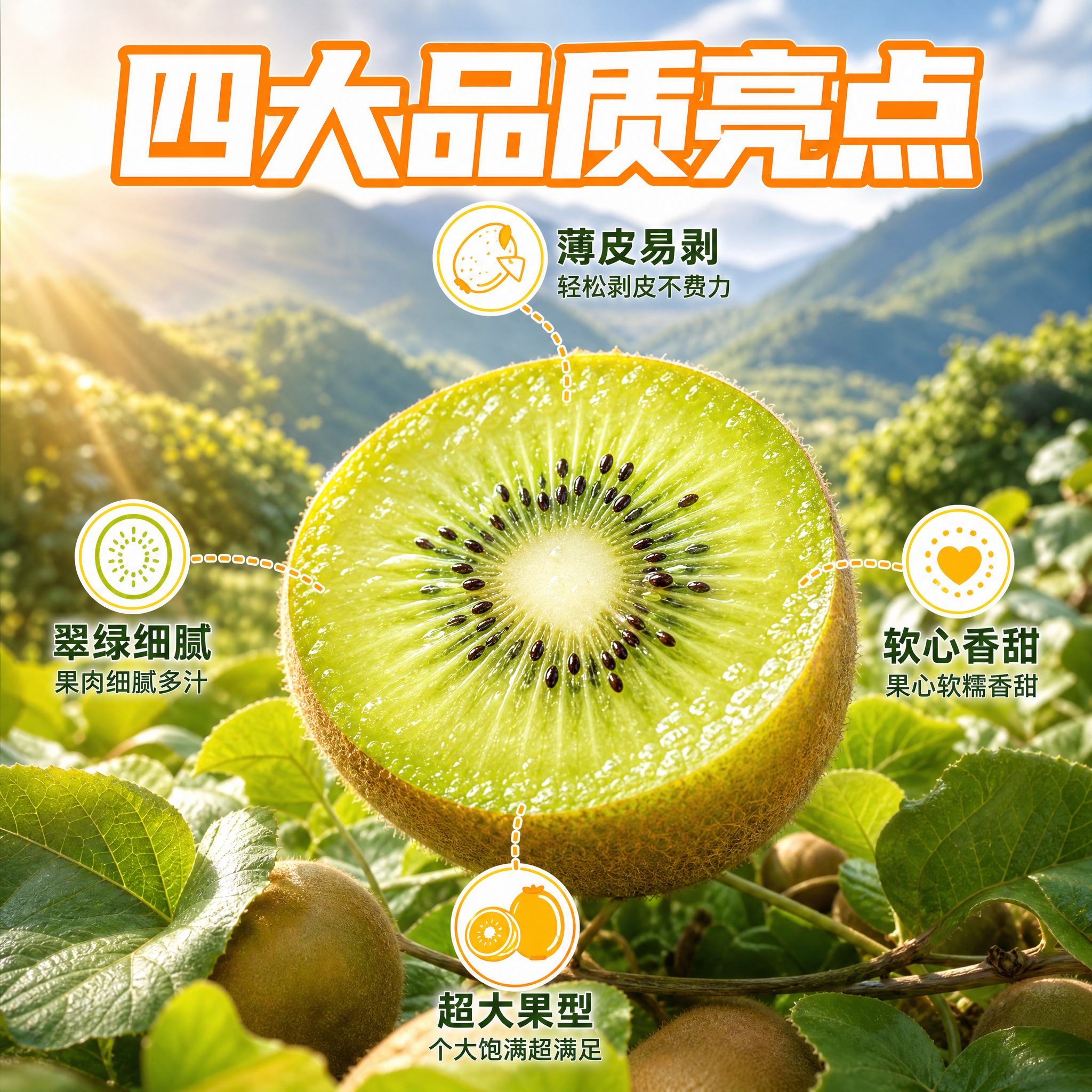 [主图-2] 核心亮点溯源，展示猕猴桃品质优势与秦岭产地特色。… - 图片创意预览