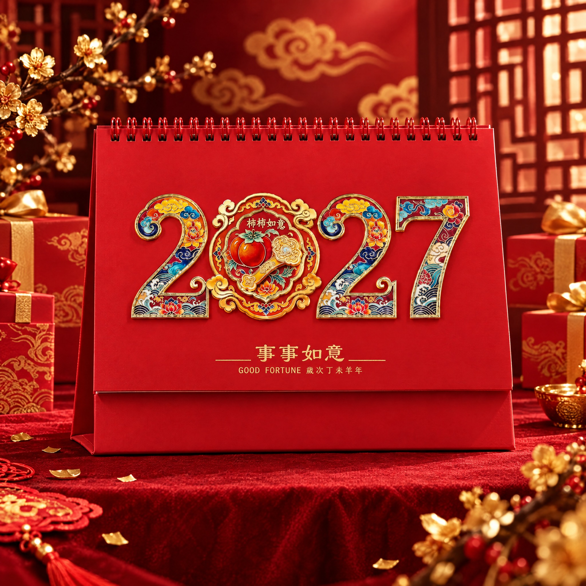 基于用户提供的事事如意款台历原图，生成一张产品选项图。严格保留… - 图片创意预览