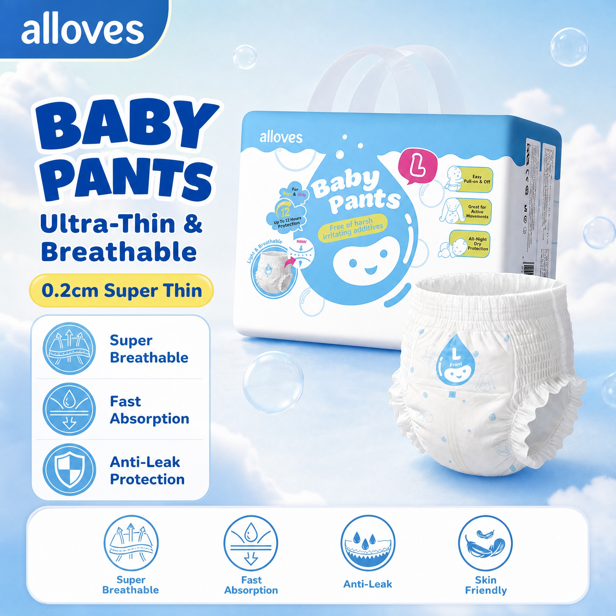 [单张主图] alloves Baby Pants 婴儿拉拉裤… - 图片创意预览