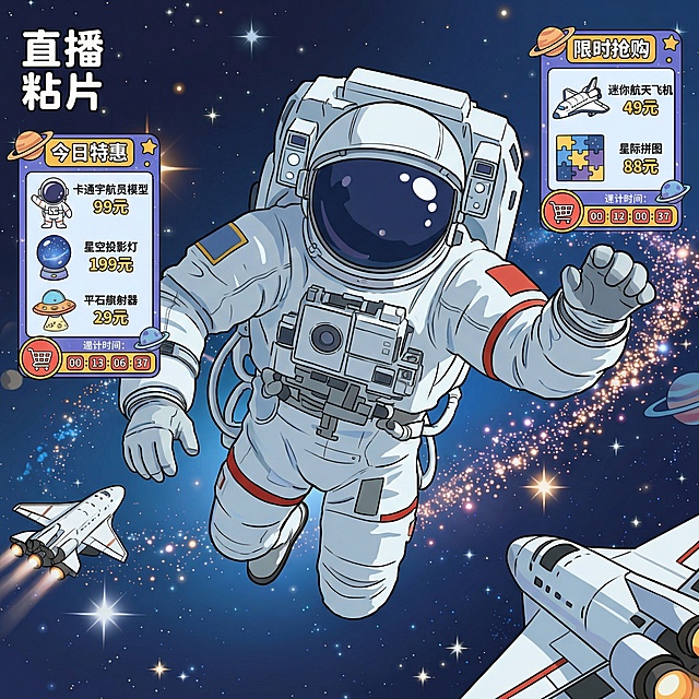 卡通图案，直播间两侧展示价格，不要全图的