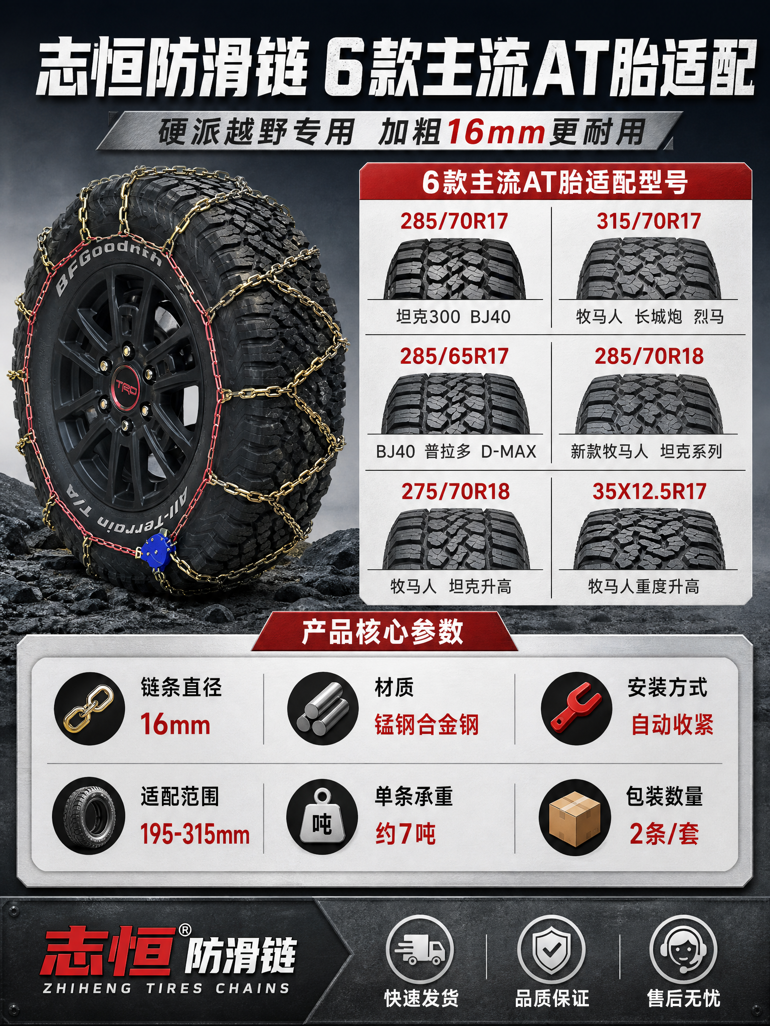 [详情页-8 重制] 规格参数 6款主流AT胎适配型号+产品参… - 图片创意预览