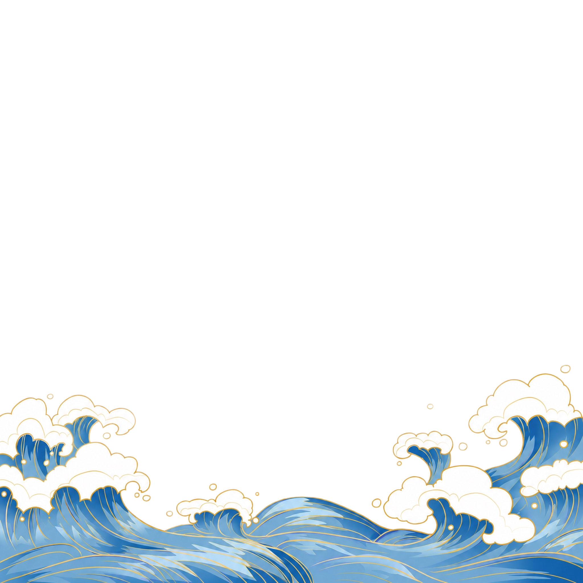 参考图中的国潮海浪插画风格，保持画面构图和海浪形态不变，将所有… - 图片创意预览