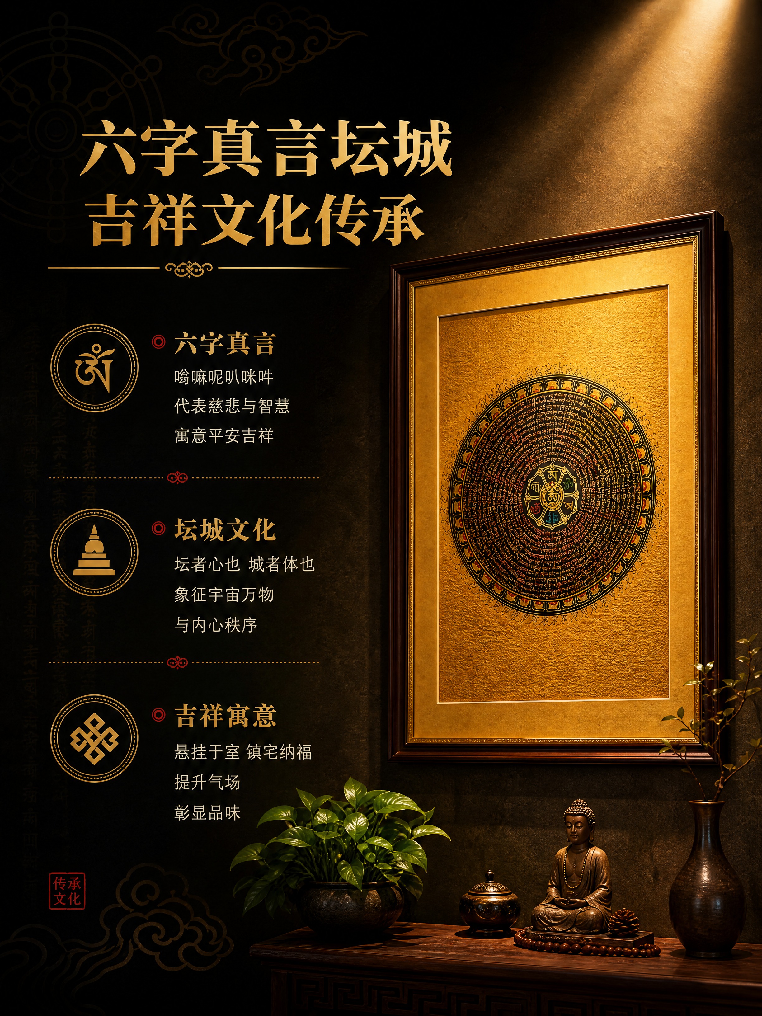 [商品] 使用【图3】六字真言坛城唐卡；保留金色圆形坛城纹样、… - 图片创意预览