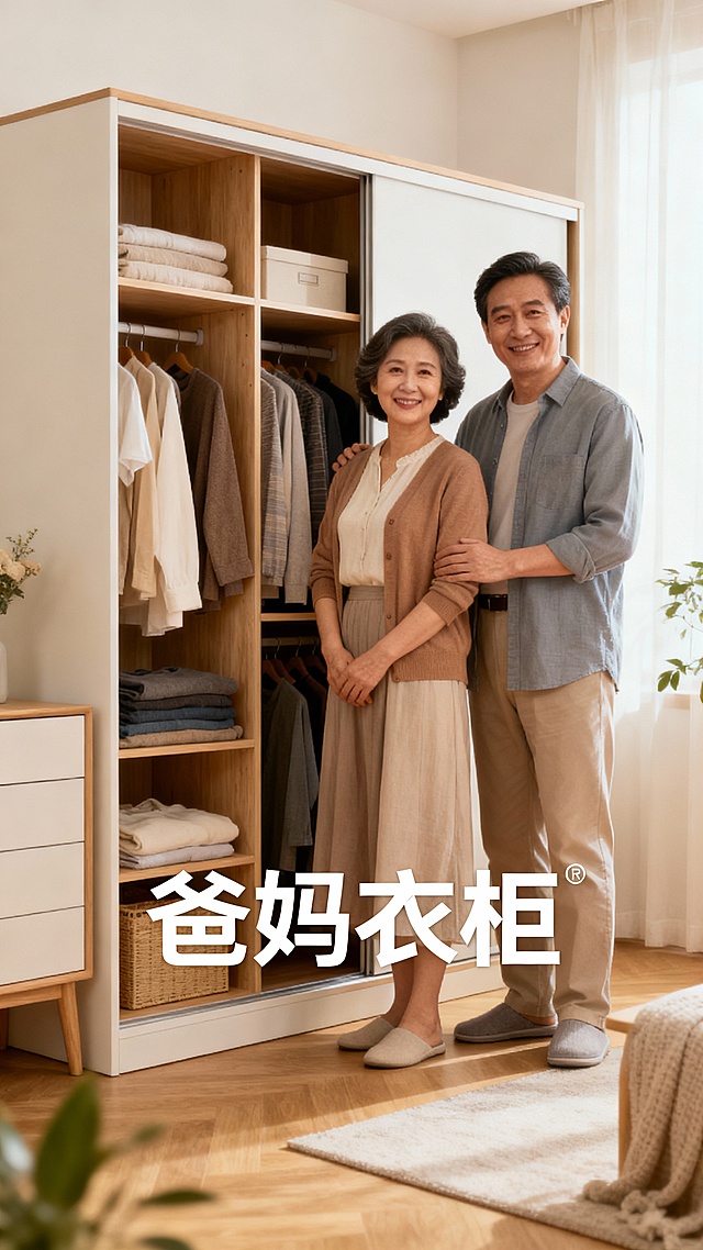 爸妈衣柜，商业海报，形象画