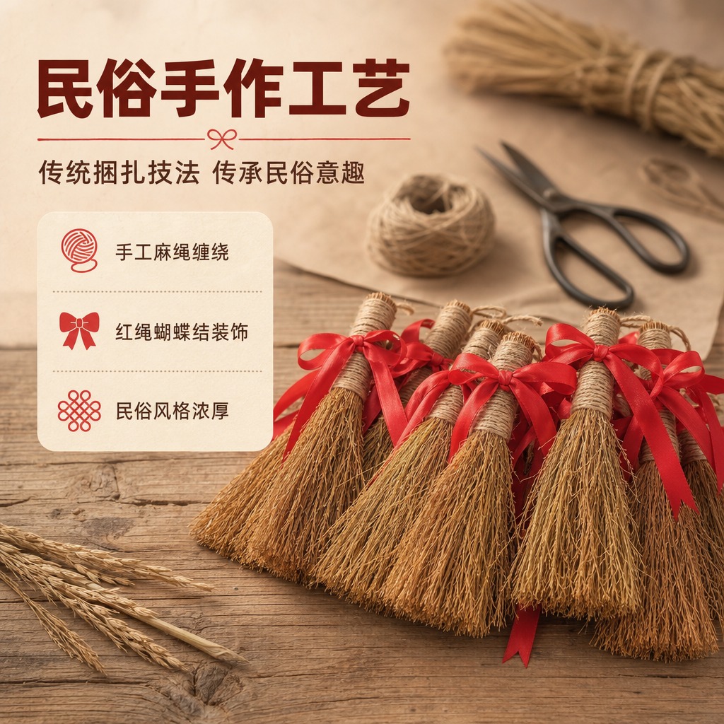 [商品] 使用【图4】稻草小毛刷捆红绳桌面摆件；保留稻草材质、… - 图片创意预览