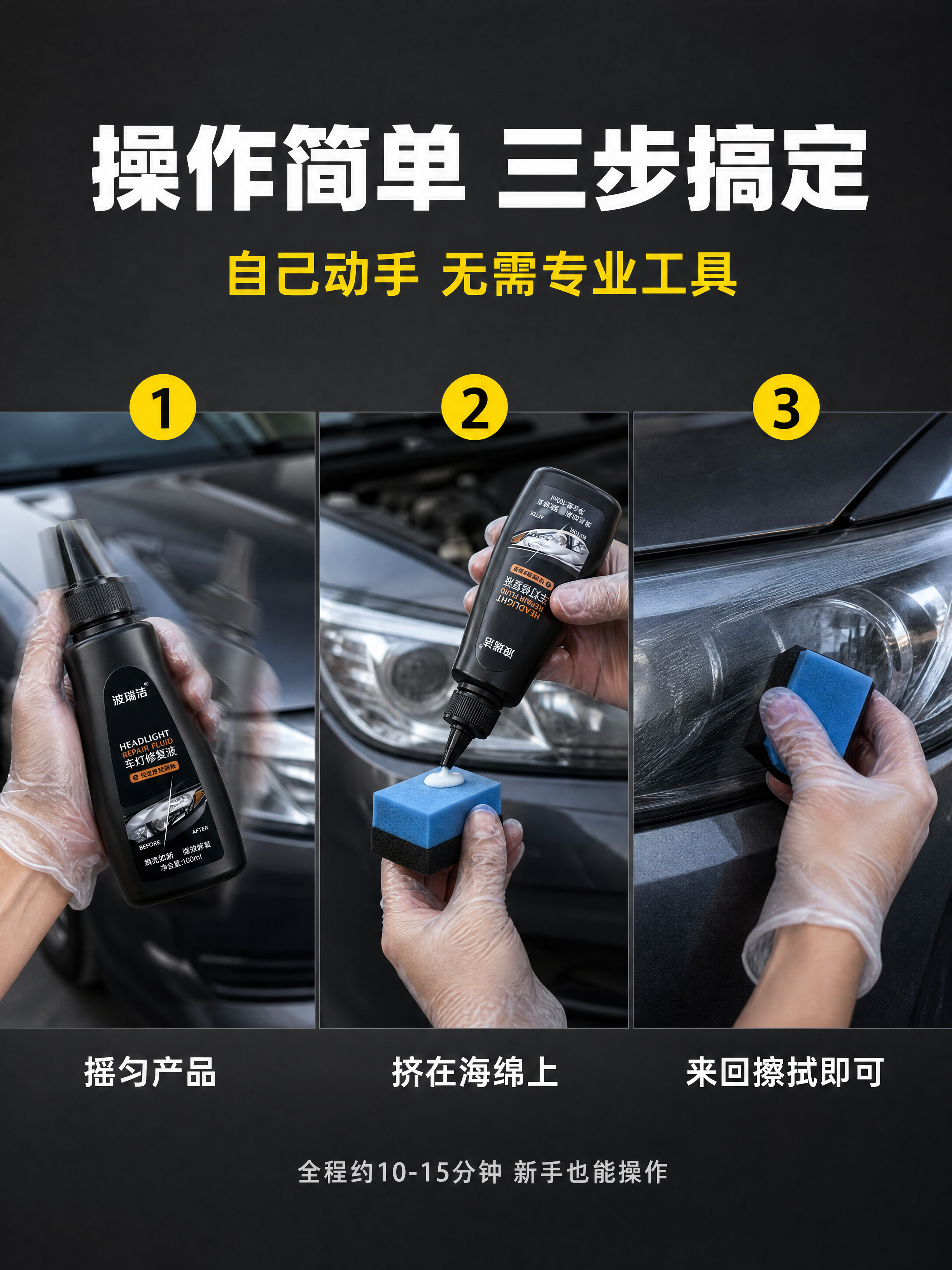 [商品] 使用【图1】波瑞洁车灯修复液黑色尖嘴瓶；保留瓶身哑光… - 图片创意预览
