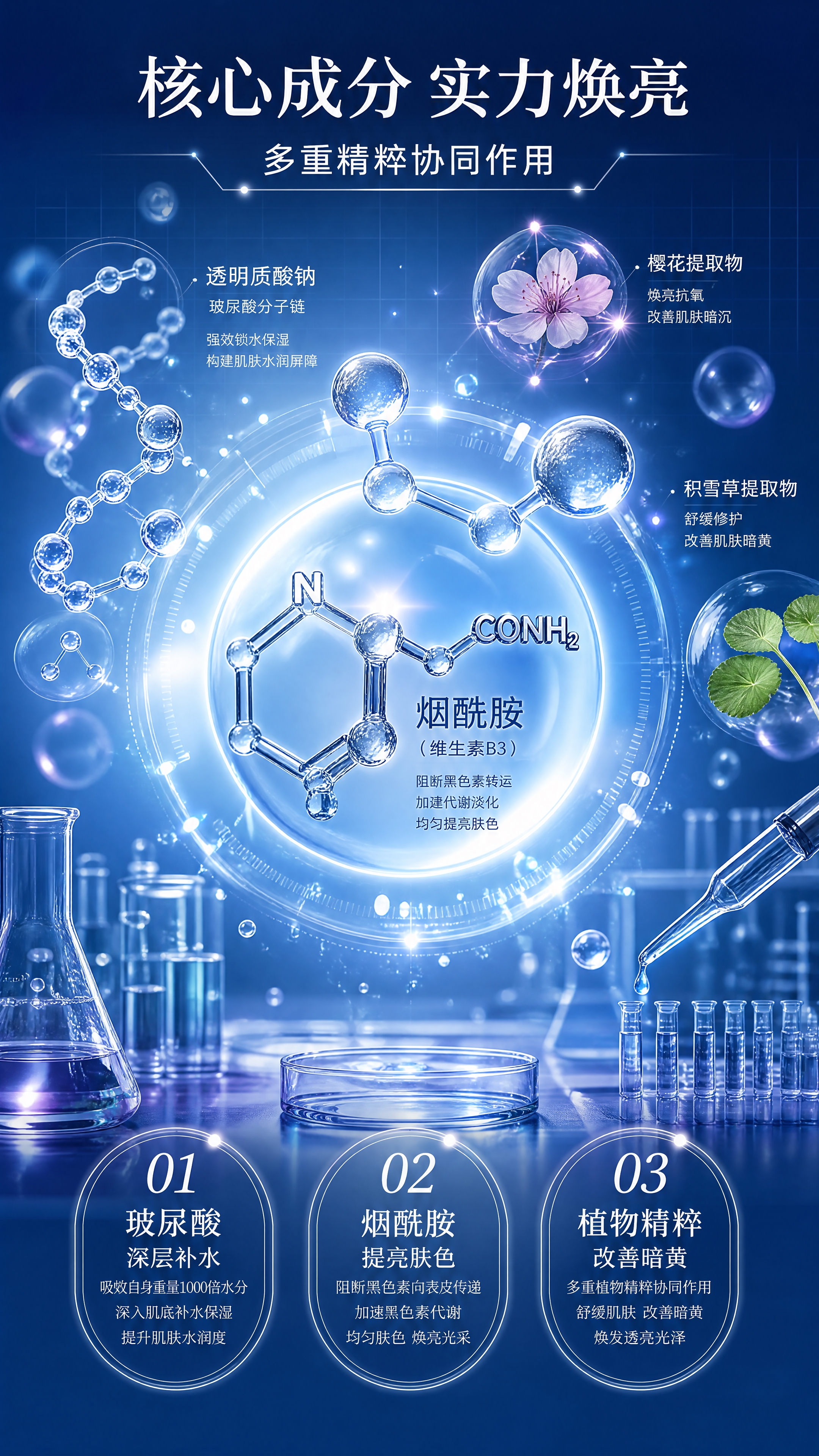 [第3张] 详情页成分功效-核心美白保湿成分机理展示。本张为成… - 图片创意预览