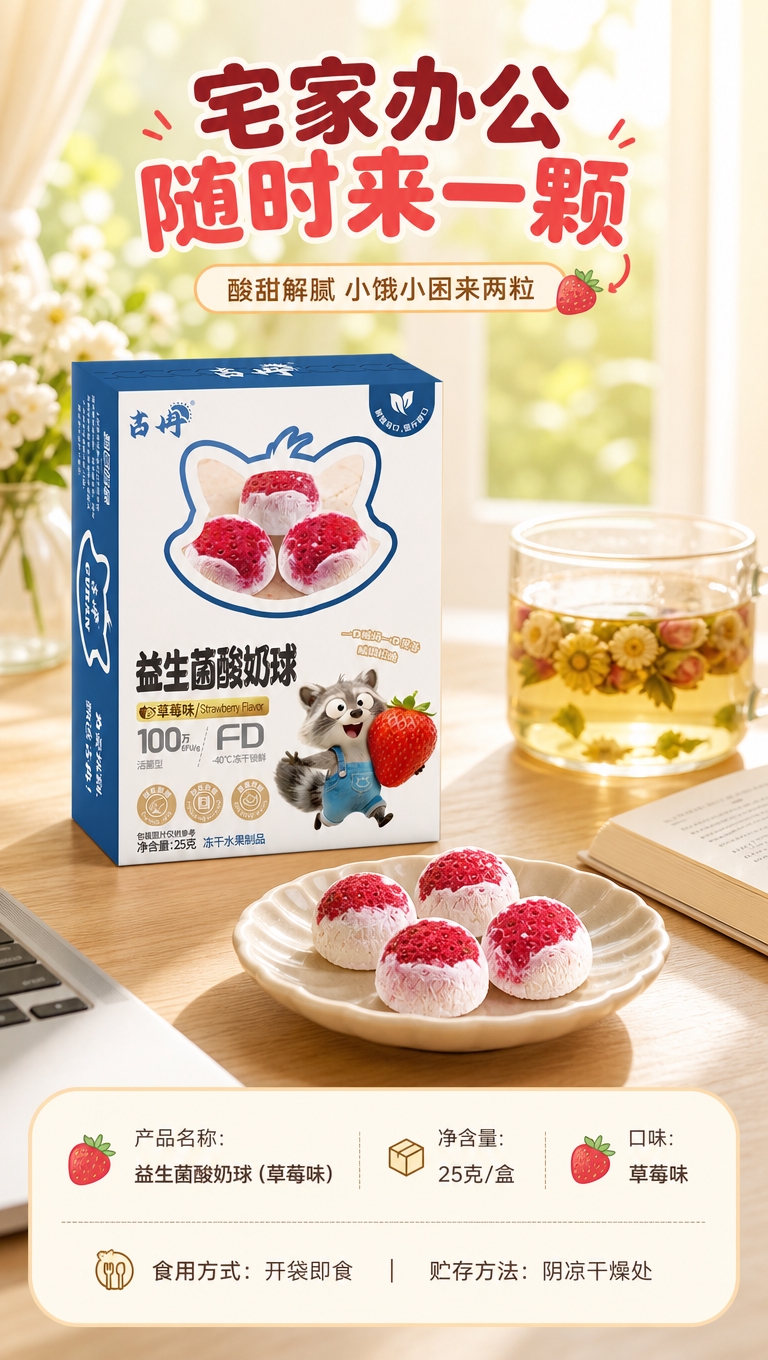 [商品] 使用【图3】古冉益生菌酸奶球草莓味外盒包装 + 【图… - 图片创意预览