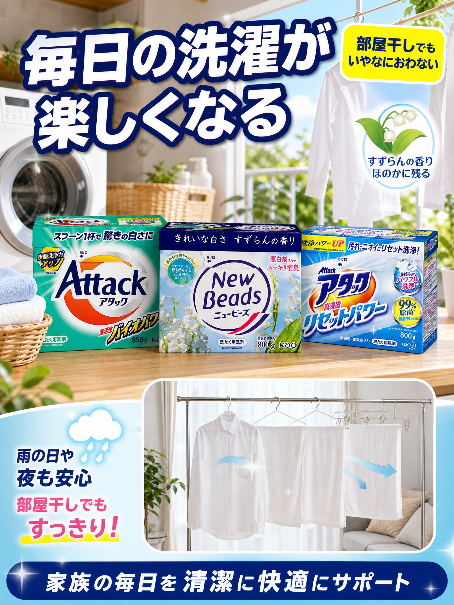 [主图4 3:4] 日本花王酵素洗衣粉 家庭使用场景页 竖版。… - 图片创意预览