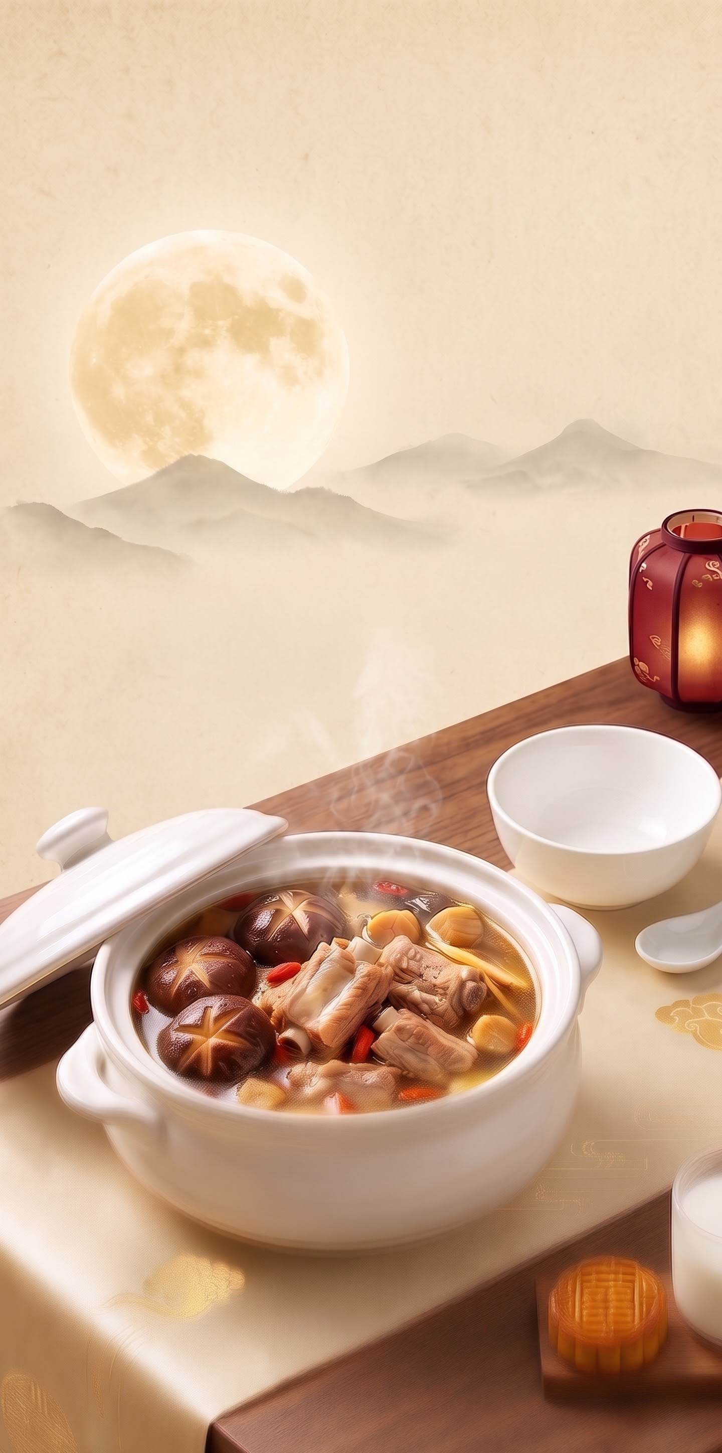 画面中黑色的山水云朵水花帮我去掉 - 图片创意预览